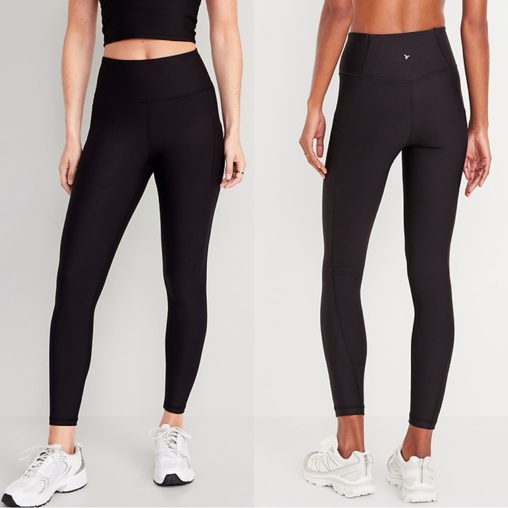Old Navy Women’s Powersoft High Rise 7/8 Leggings Pockets in Black L